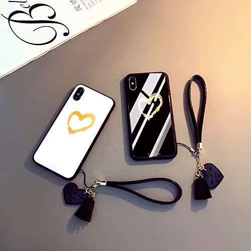 **Samsung Galaxy A21 Tempered Glass Screen Protector & Cute Love Heart Pattern Case - Soft Silicone TPU Bumper, Shockproof, Anti-Scratch, Yellow - Perfect for Girls & Women (Ideal for Daily Use, Work, School & Travel)**