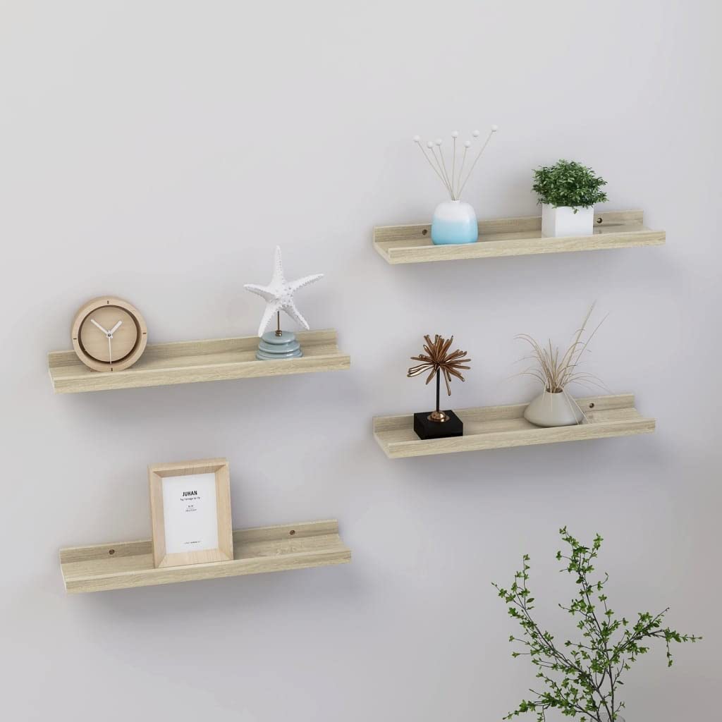 4-Pack Floating Wall Shelves - Sonoma Oak 15.7