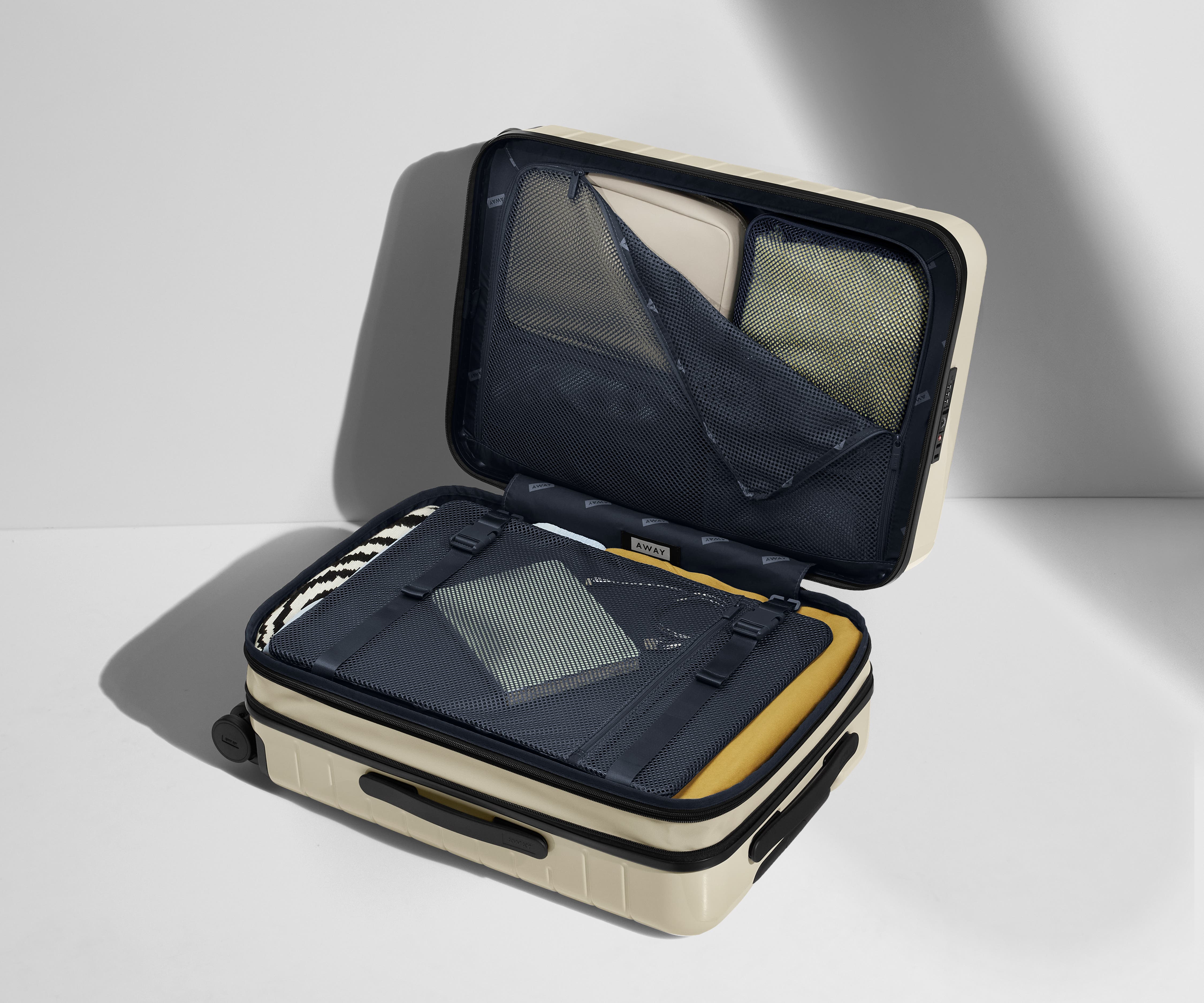 The Carry On Flex Luggage in Salt White (Gloss) - Lightweight Spinner Suitcase for Air Travel, Business Trips & Weekend Getaways