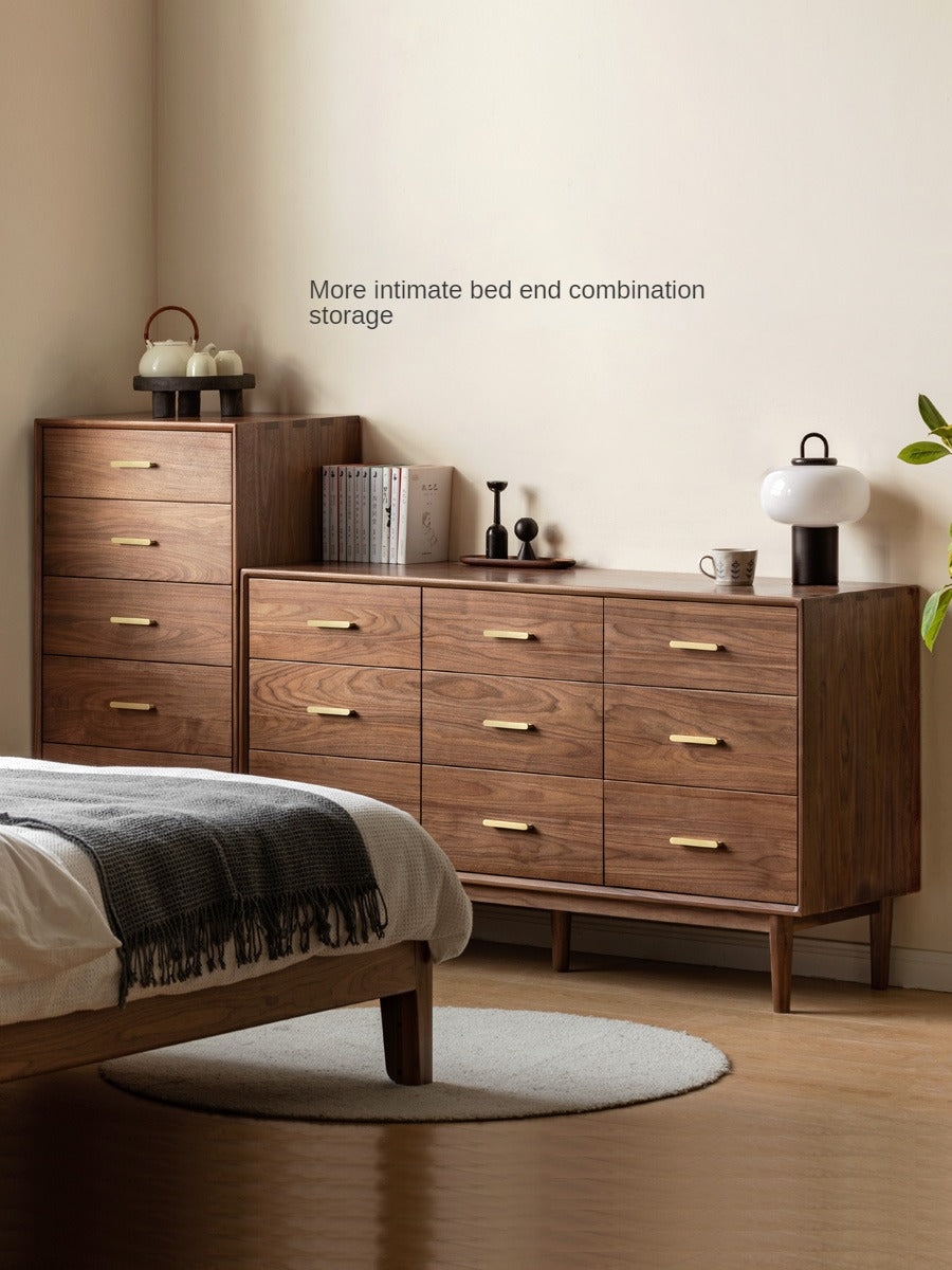 Solid Black Walnut Wood Dresser - 5-Drawer Chest for Bedroom & Living Room Storage | Handcrafted Hardwood Furniture for Home Organization & Decor
