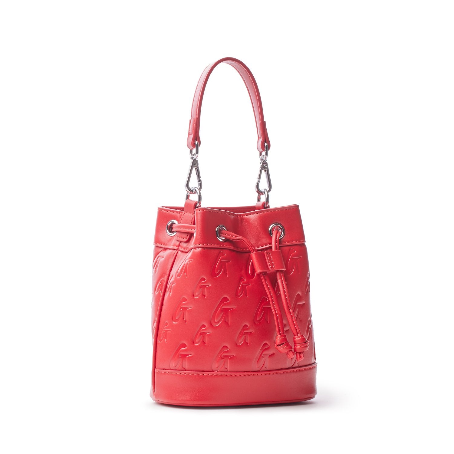 Mini Monogram Bucket Bag in Red - Stylish Crossbody Purse for Women, Fashionable Everyday Handbag for Work, Travel & Shopping