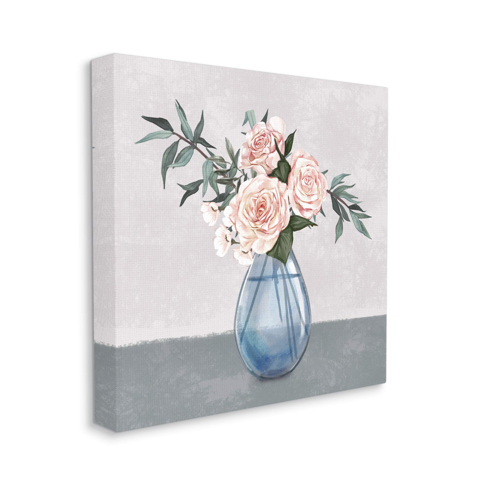 Stupell Industries Pink Roses Blue Teardrop Vase Floral Canvas Wall Art - 30
