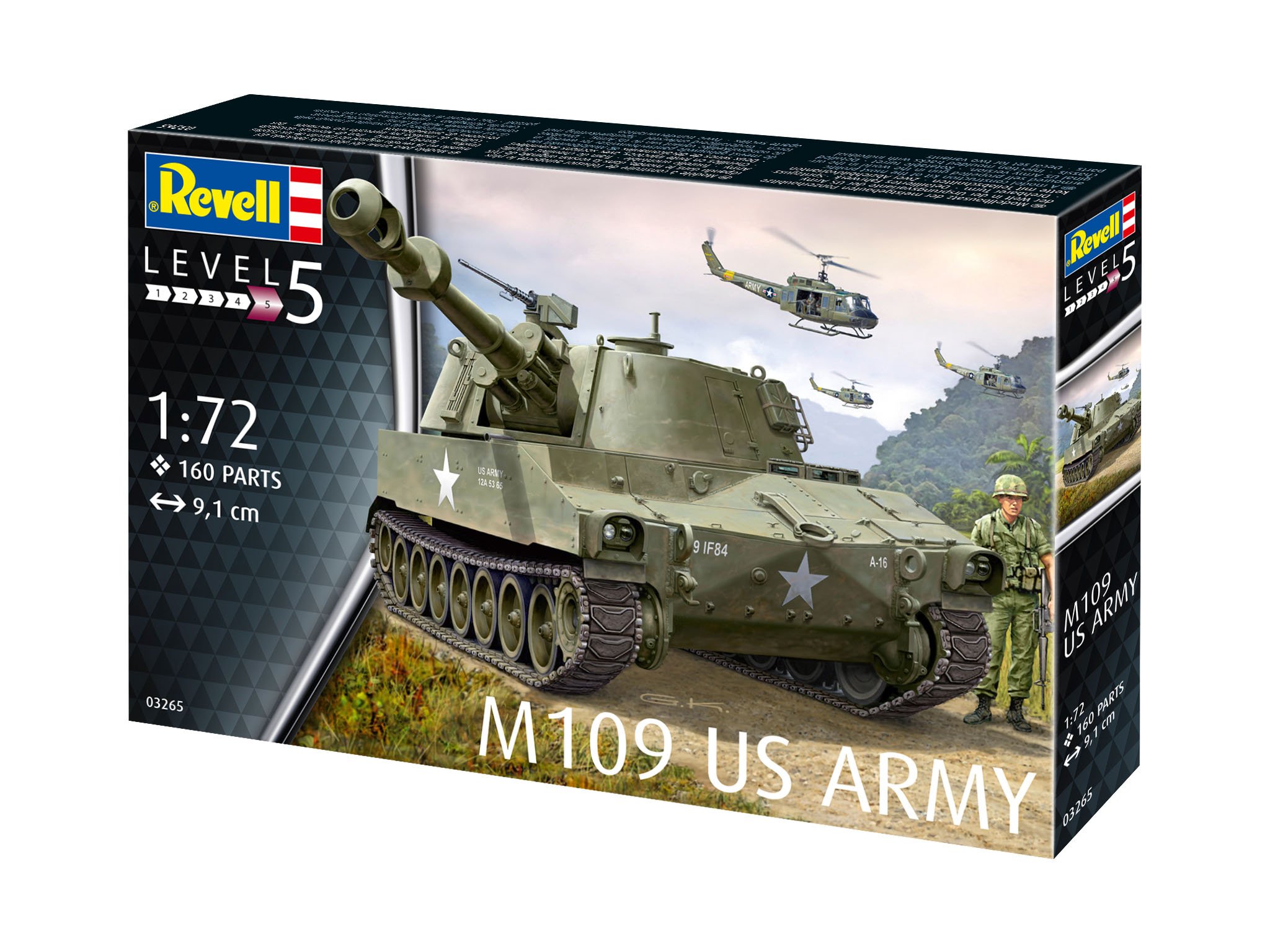 Revell 03265 M109 US Army 1:72 Scale Military Model Kit - Highly Detailed Plastic Tank Model for Collectors & Hobbyists - Perfect for Dioramas, Wargaming & Display