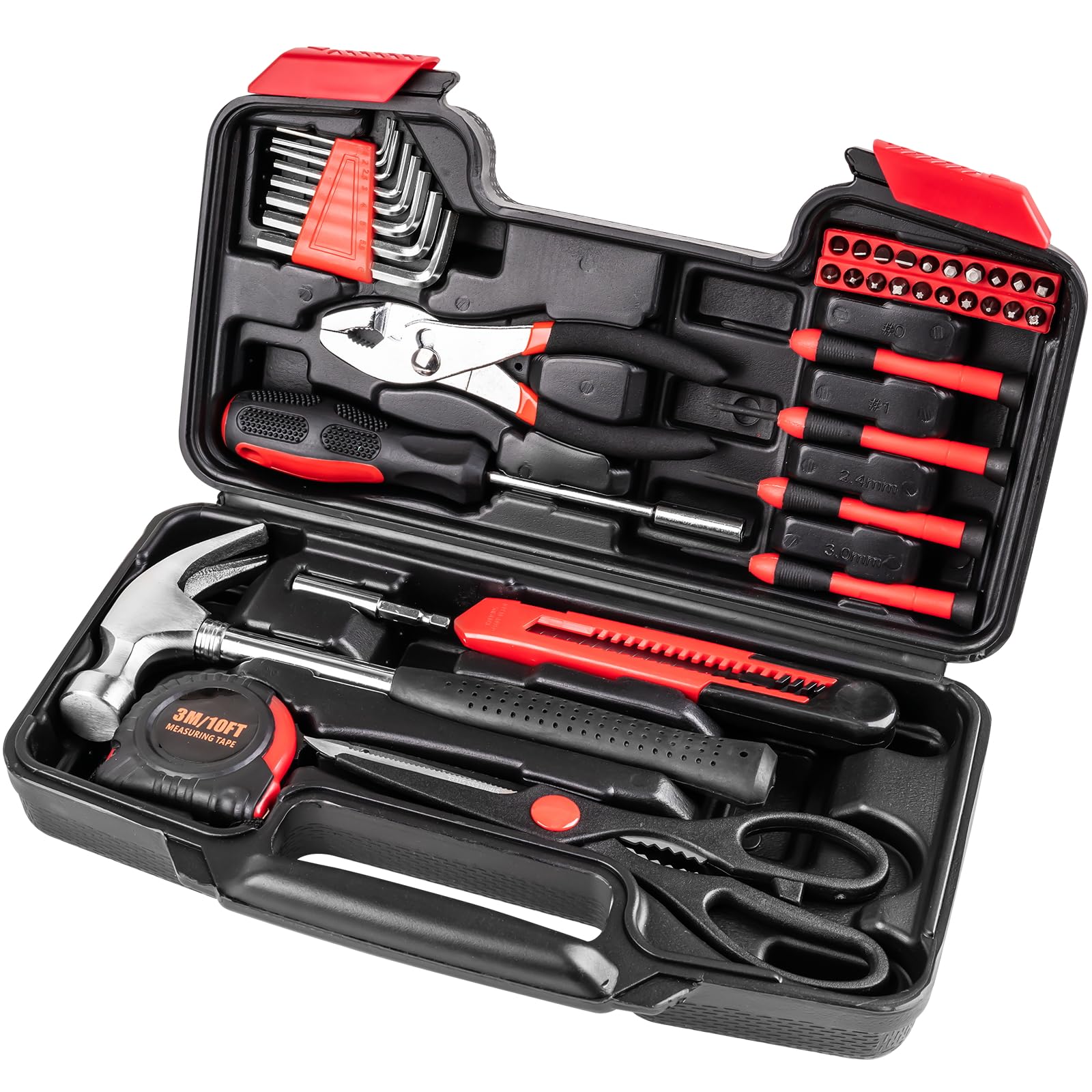 39-Piece All-Purpose Home Repair Tool Kit - Essential Household & Apartment Tool Set for Men, College Dorm, DIY Projects | Portable Hand Tools for Plumbing, Furniture Assembly, Car Maintenance & More