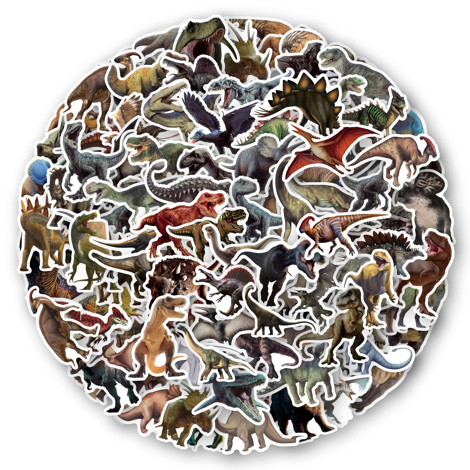 Bonitzdm 104-Piece Dinosaur Stickers Pack - Realistic Dino Decals for Laptops, Water Bottles, Luggage & Scrapbooking | Perfect Gift for Kids, Teens & Adults | Great for School, Travel & DIY Crafts