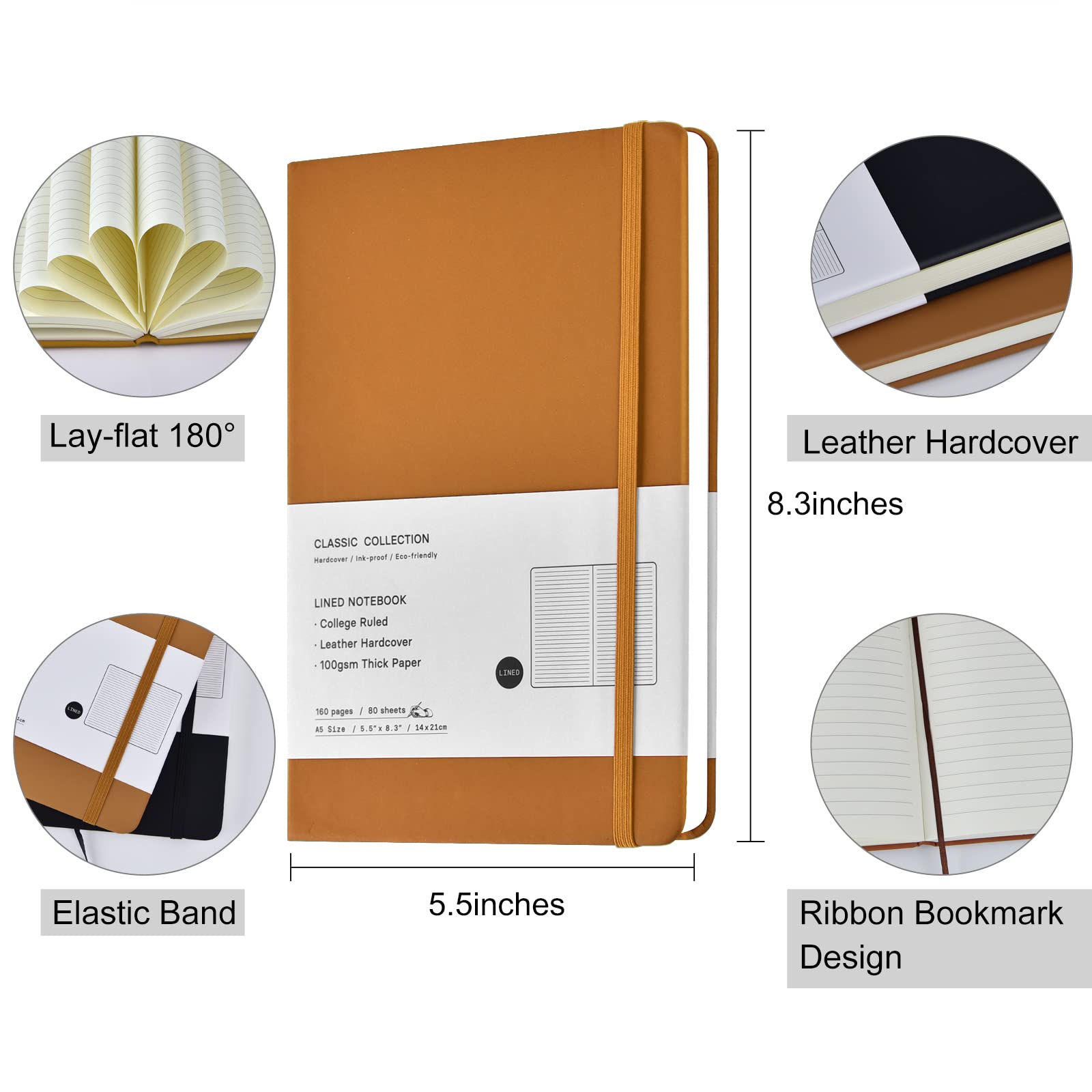 Coopay 24 Pack A5 Lined Hardcover Leather Journals - 160 Pages, 100GSM Thick Paper, 8.3 x 5.5 Inch Bulk Notebooks for Writing, Office, School & Business - Perfect Work Notebooks for Men & Women (Brown) - Ideal for Journaling, Note Taking & Gift Giving