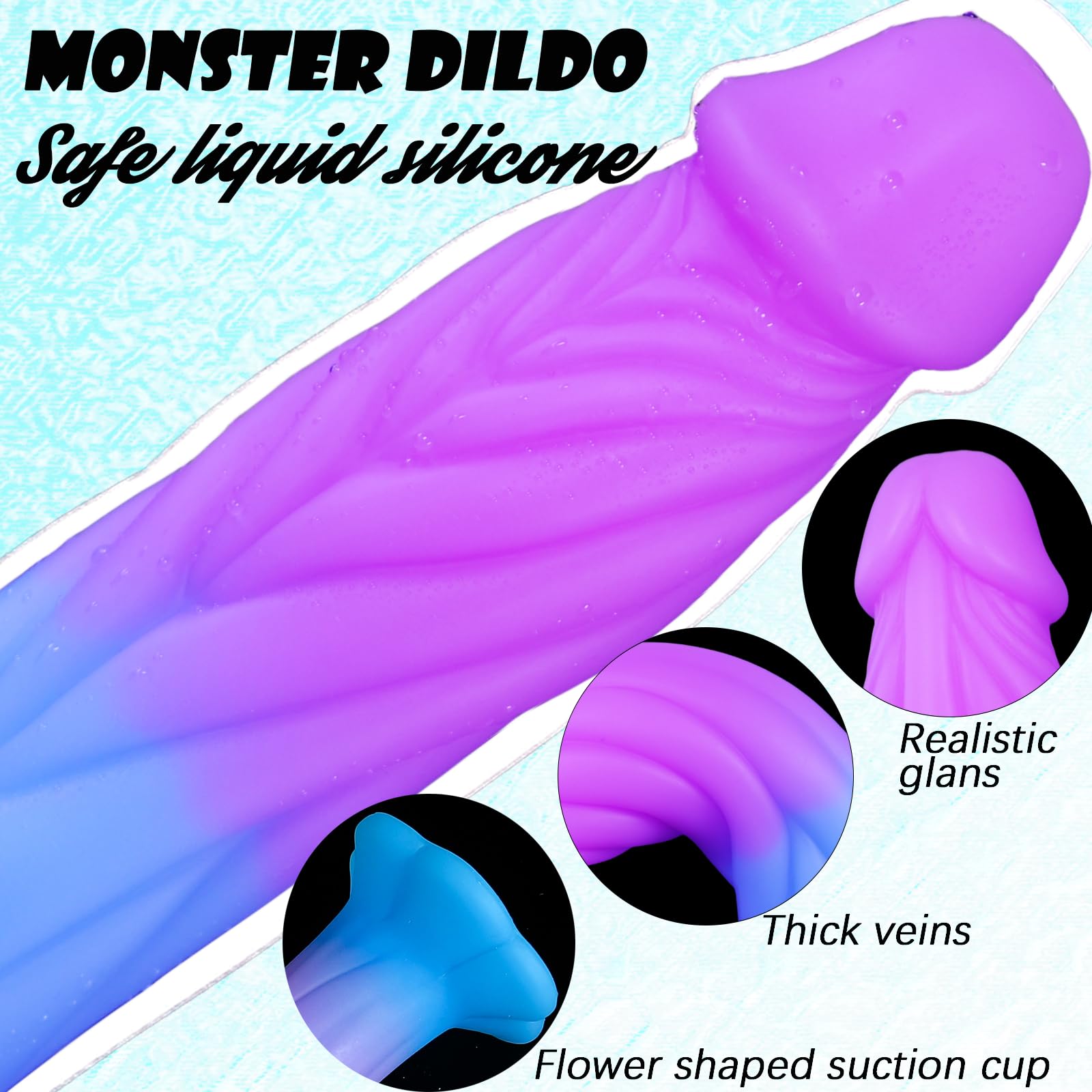 9 Inch Realistic Silicone Dildo with Flower Suction Cup - 2 Inch Wide Thick Vibrant Dildo for Vaginal & Anal Play - Lifelike Penis Sex Toy for G-Spot & Prostate Stimulation - Perfect for Solo Play, Couples & BDSM Scenes