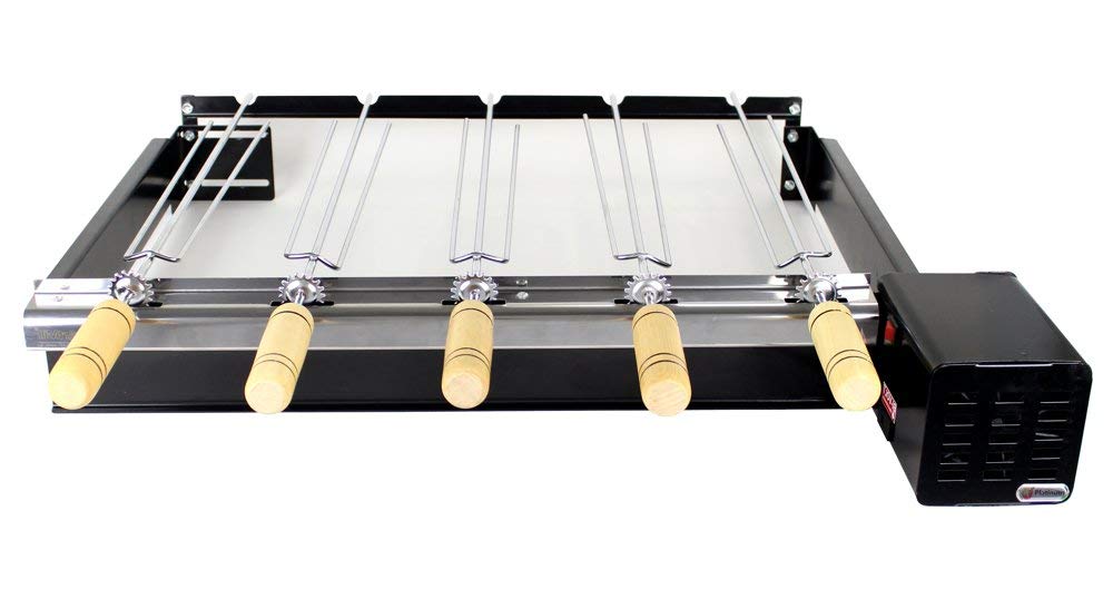 Premium Brazilian Rotisserie BBQ Grill - 5 Stainless Steel Skewers - Authentic Churrasqueira Grill for Outdoor Cooking | Perfect for Backyard BBQs, Camping & Family Gatherings