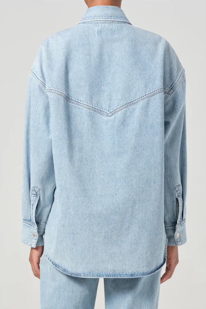 AGOLDE Lotta Shirt in Drift Wash - Women's Vintage Distressed Denim Shirt for Casual Outfits & Layering