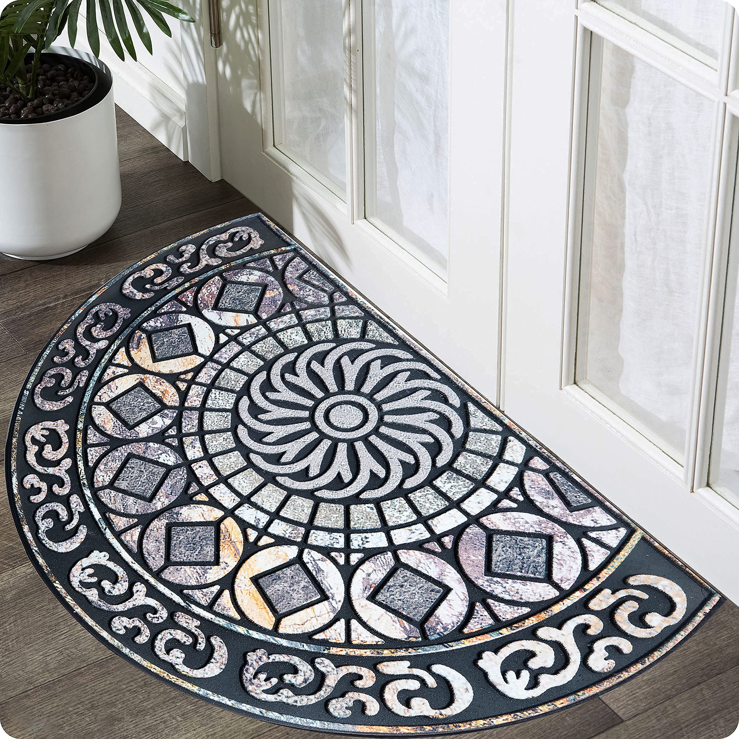 ubdyo Unique Stylish Front Door Mat - Heavy Duty Low Pile Doormat 23x36 Inches for Outdoor/Indoor Entrance - Traps Mud & Dirt - Perfect Welcome Mat for Home, Office or Apartment - Ideal Housewarming Gift