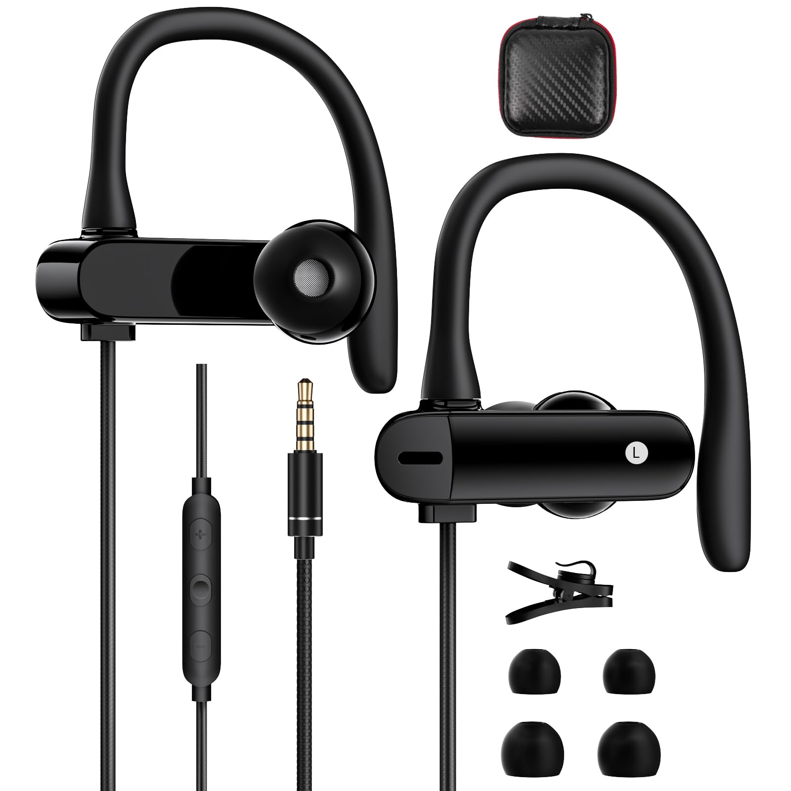 Noise Cancelling Wired Earbuds with Microphone - Over Ear Headphones for Students, 3.5mm In-Ear Headset Compatible with iPhone, Samsung, iPad, iPod, MP3, Laptop & Android Phones - Perfect for Online Classes, Gaming & Music Listening