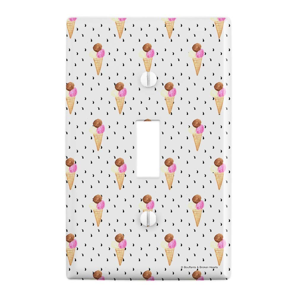 Vintage Ice Cream Waffle Cone Plastic Wall Decor Light Switch Cover - Retro Kitchen & Bedroom Toggle Plate for Sweet Home Decor
