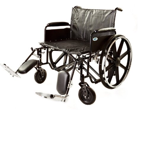 Heavy Duty Bariatric Wheelchair - Folding Transport Chair with Full Arms & Elevating Legrests, 24 Inch Seat - Medical Standard Manual Wheelchair for Comfortable Mobility (Ideal for Elderly, Disabled & Hospital Use)