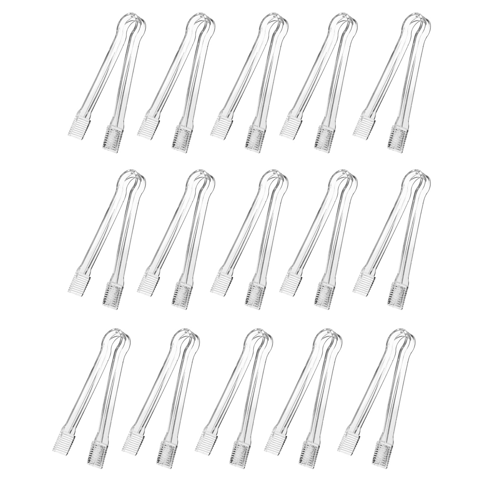 J-Chen 15-Piece Clear Plastic Buffet Tongs Set - 6.3 Inch Mini Serving Utensils for Appetizers, Desserts, Cakes & Sandwiches - Perfect for Tea Parties, Coffee Events & Catering (Kitchen, Buffet, Ice Serving)