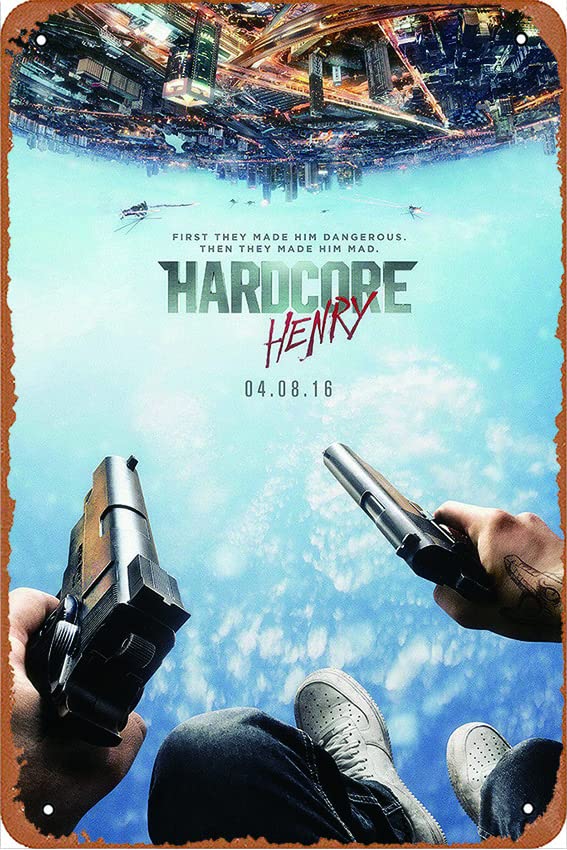 Vintage Hardcore Henry Movie Poster Metal Tin Sign - 12x8 Inch Retro Wall Art for Bars, Coffee Shops, Home & Office Decor - Perfect for Man Cave, Game Room & Movie Themed Parties