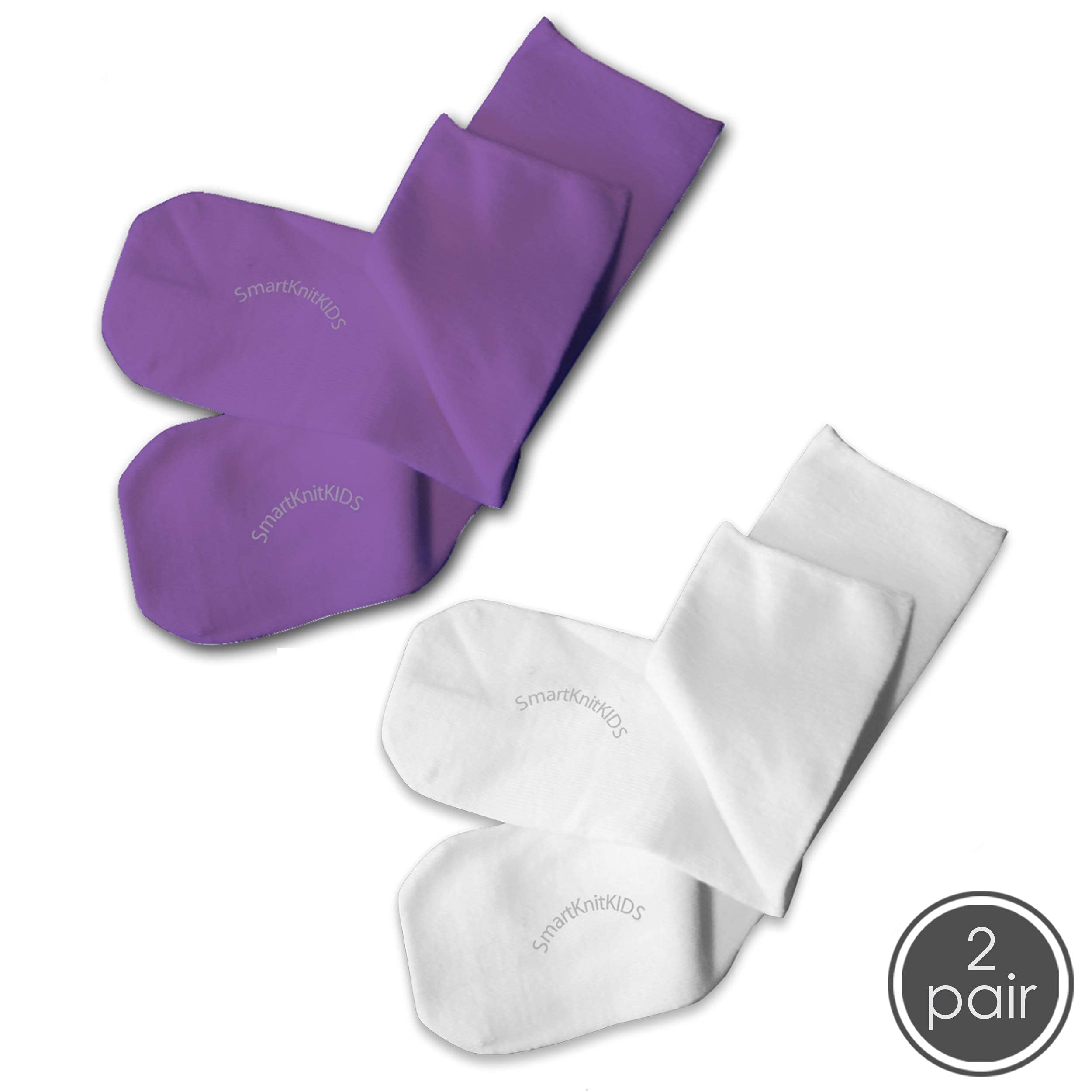 Seamless Sensitivity Socks for Women & Men - 2 Pack (Purple & White, Large) - Ultra Soft Non-Slip Diabetic Socks for Circulation & Comfort - Perfect for Daily Wear, Workouts & Relaxation