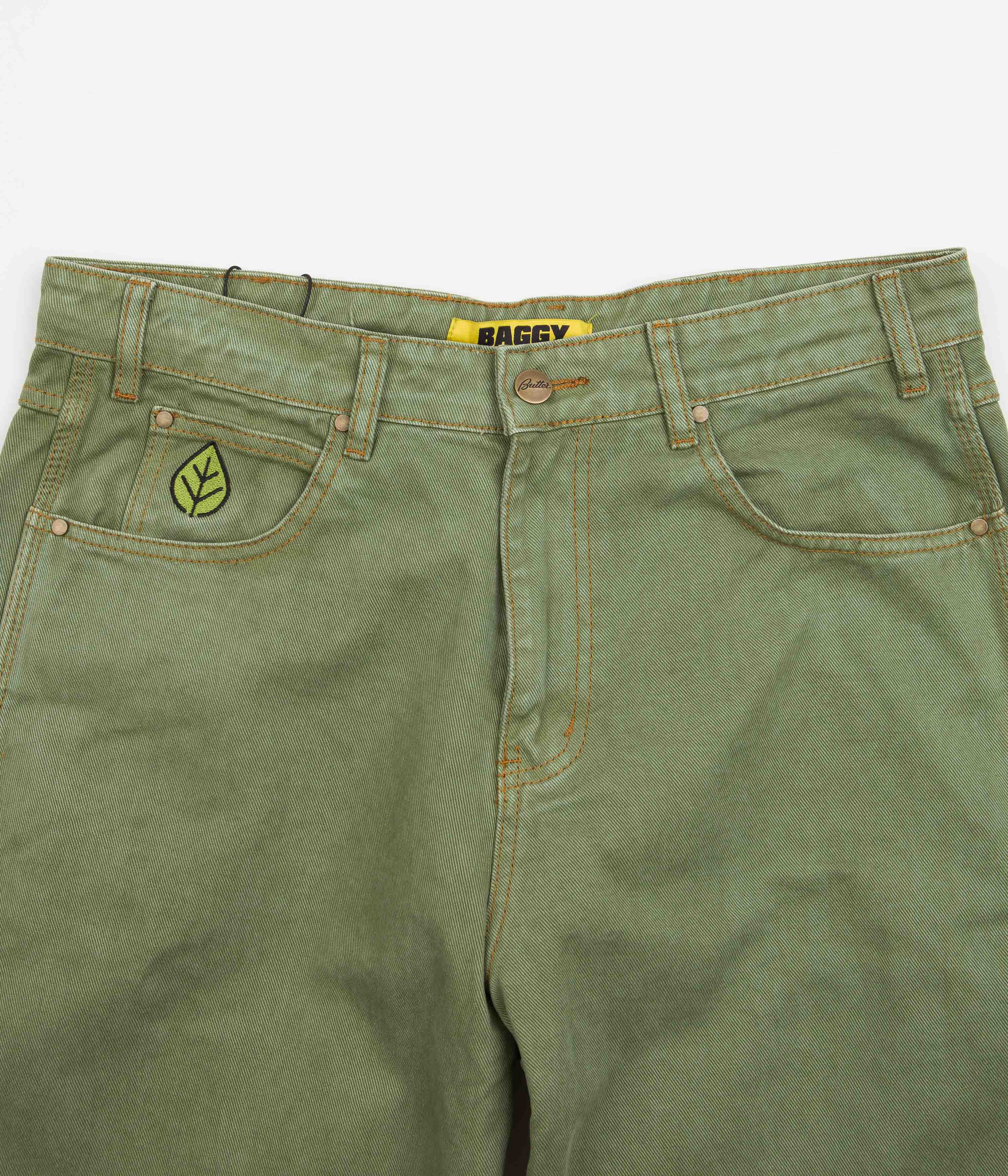 Butter Goods Heavyweight Weatherproof Jeans for Men - Durable Army Green Denim Pants for Outdoor Work & Casual Wear