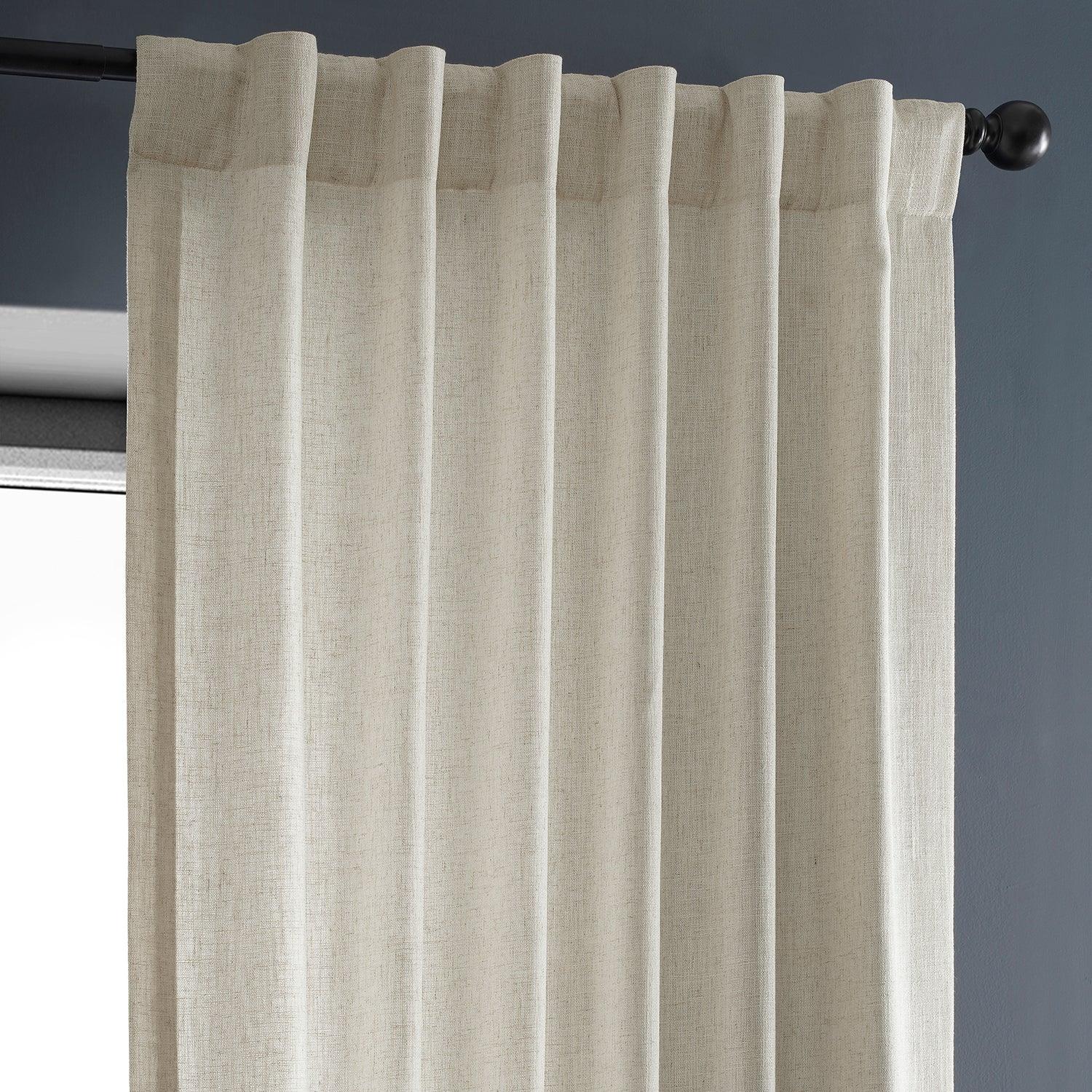 Premium Malted Cream Heavyweight Faux Linen Curtains - Blackout Thermal Insulated Window Drapes for Living Room, Bedroom & Home Decor (Set of 2 Panels)