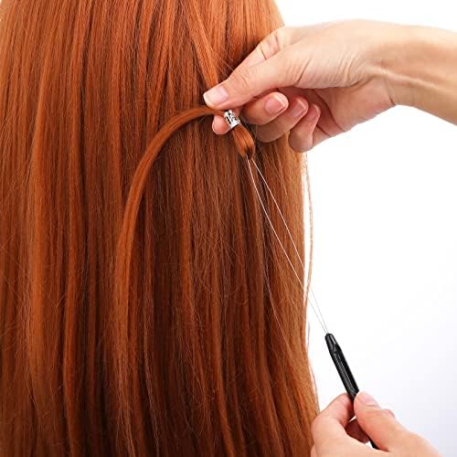 12PCS Micro Ring Hair Extension Loop Needle Threader Tool Kit - Professional Feather Hook & Wire Pulling Hooks for Micro Link Beads and Hair Extensions (12 Pieces Set) - Perfect for Salon Stylists & DIY Hair Extensions at Home