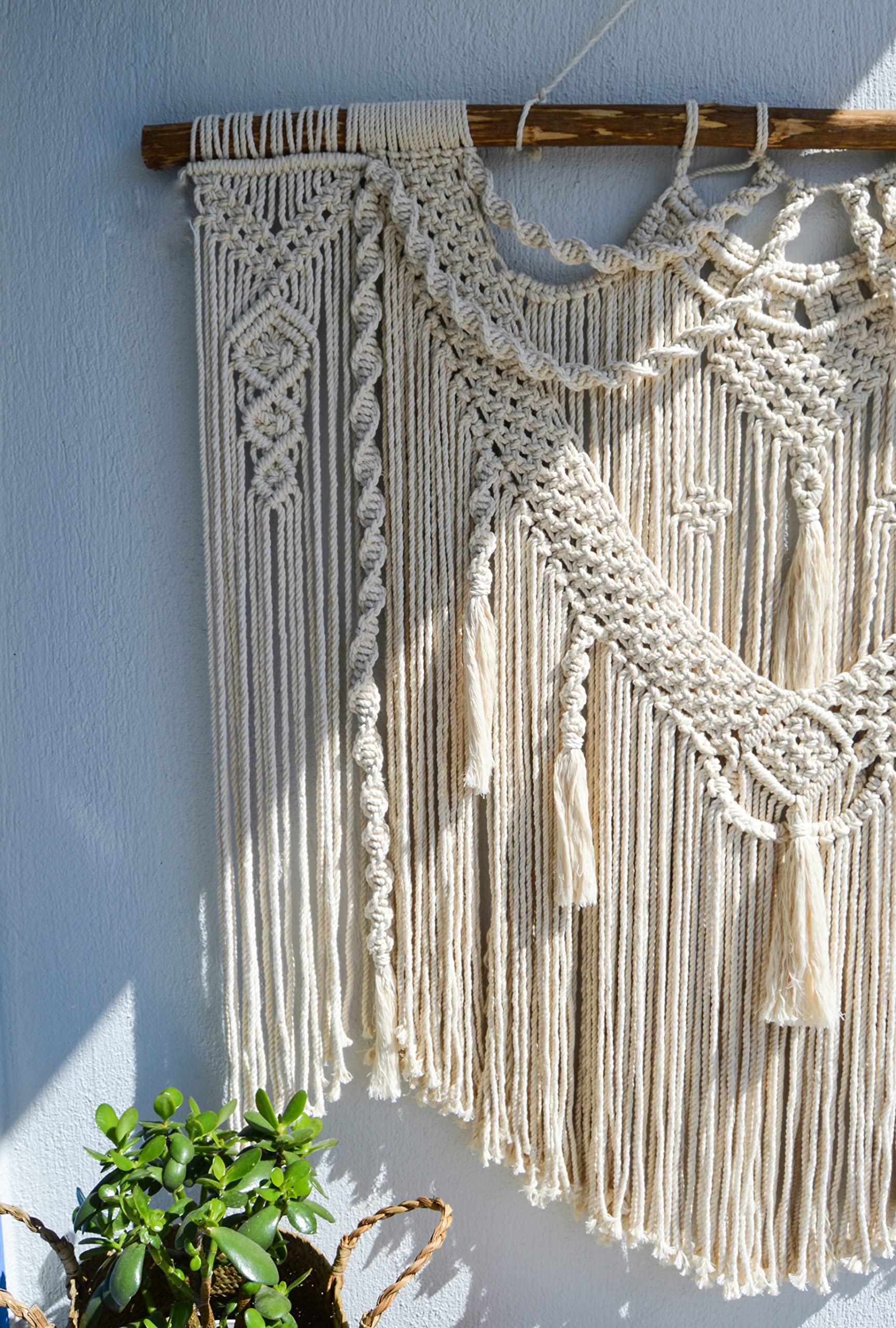 Extra Large Macrame Wall Hanging - Bohemian Woven Yarn Tapestry for Bedroom, Dorm & Home Decor | Boho Wall Art, Aesthetic Headboard & Room Decor | Perfect for Living Room, Nursery & Wedding Backdrop