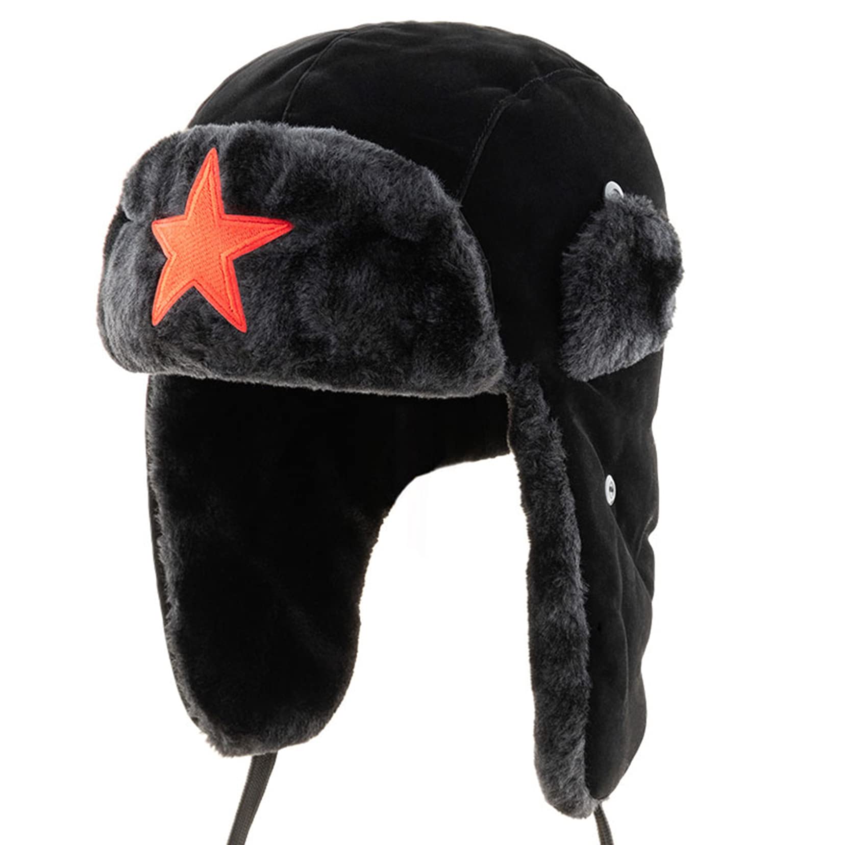 RTYS Winter Hats for Men & Women - Russian Ushanka Bomber Fur Hat with Ear Flaps, Warm Trooper Style (48cm-61cm, Black) - Perfect for Cold Weather, Snow Activities & Outdoor Adventures