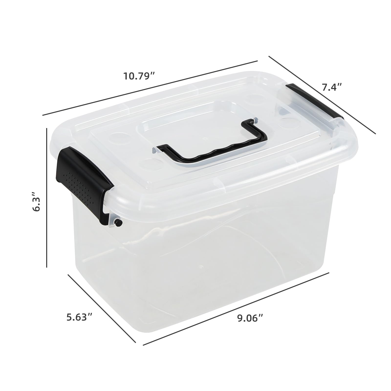 6-Pack 5 Quart Clear Plastic Storage Bins with Latching Lids & Handles - Small Organizer Containers for Home, Office, Closet & Toy Storage