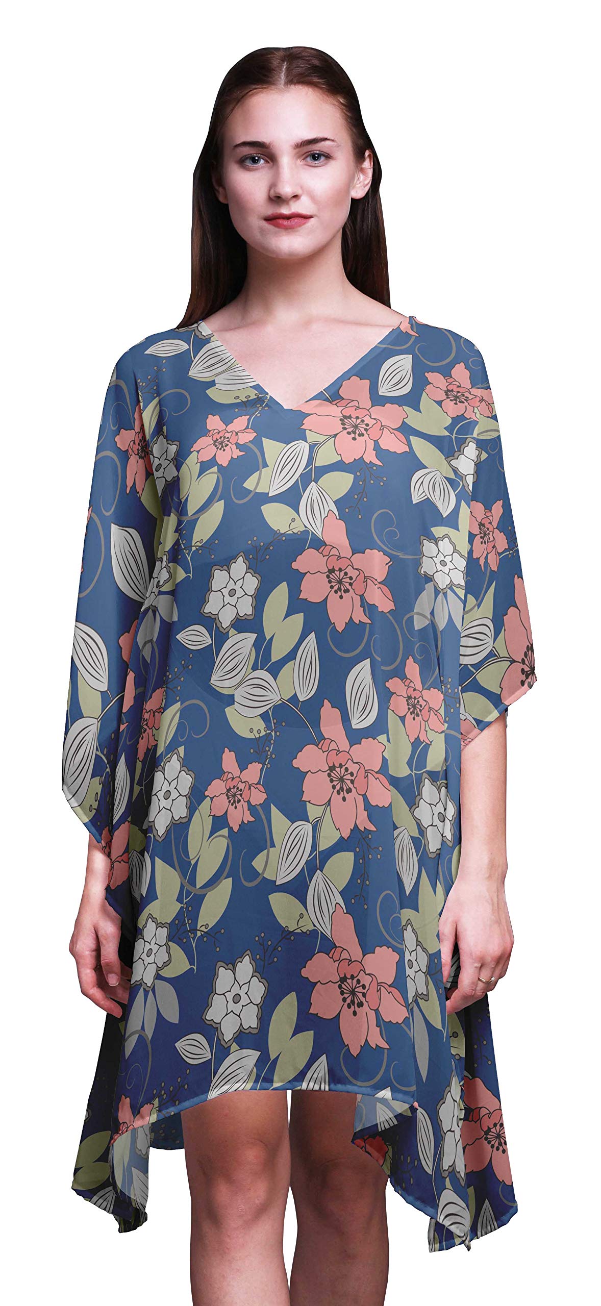 Bimba Women's Short Caftan Midi Dress - Beach Cover Up, Swimwear Wrap, Boho Summer Dress for Pool, Vacation & Resort Wear