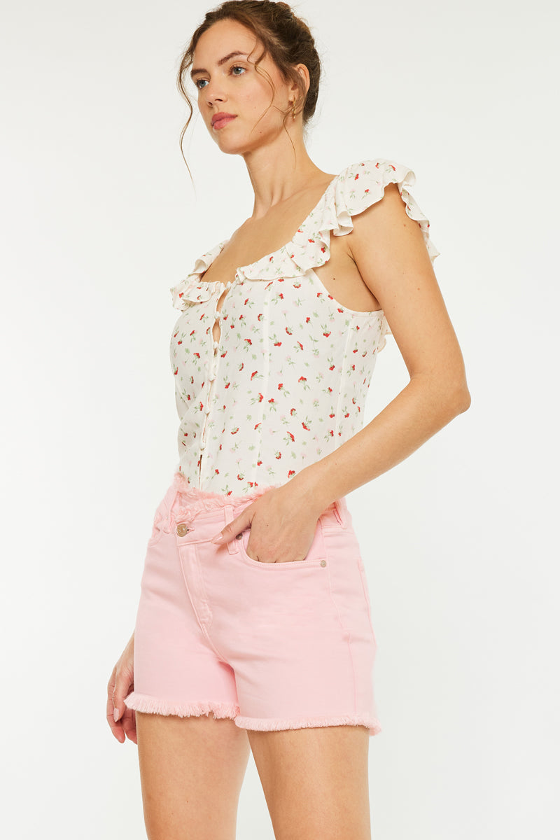 Women's High Waisted Stretch Denim Shorts - Comfortable & Flattering for Summer, Beach, and Casual Outings