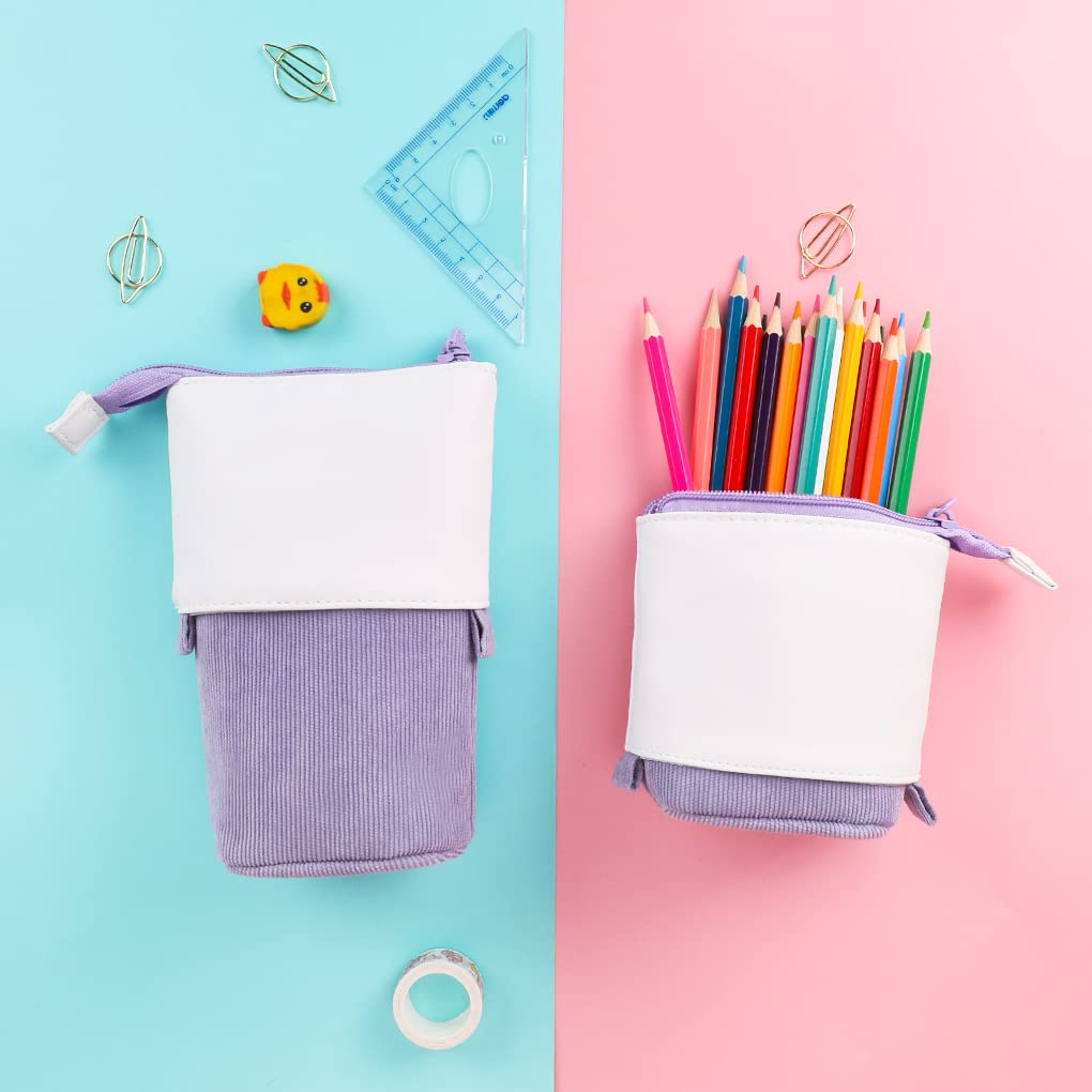 Oyachic Stand Up Pencil Case - Adjustable Telescopic Pen Holder & Cosmetic Organizer Bag - Cute Makeup Pouch for Women - Perfect for Office, School & Travel Organization