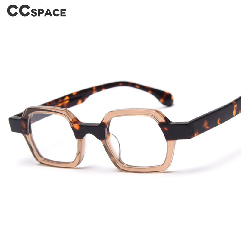 CCspace Unisex Full Rim Polygon Acetate Frame Eyeglasses 49804 - Trendy Geometric Glasses for Men & Women - Perfect for Reading, Office Work, and Fashion Accessories