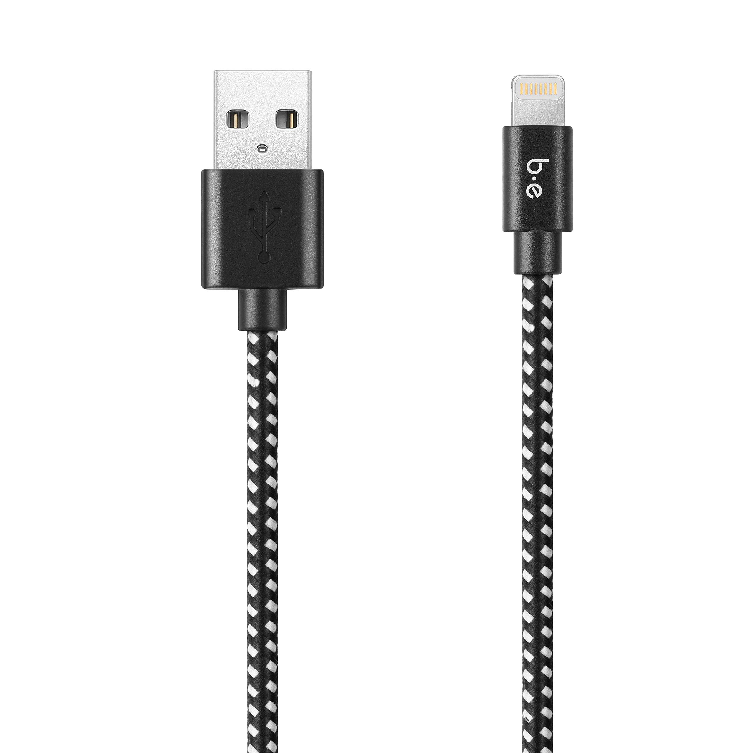 Blue Element Braided Lightning to USB-A Charging Cable 4ft - Fast Sync & Durable for iPhone, iPad - Perfect for Home, Office & Travel