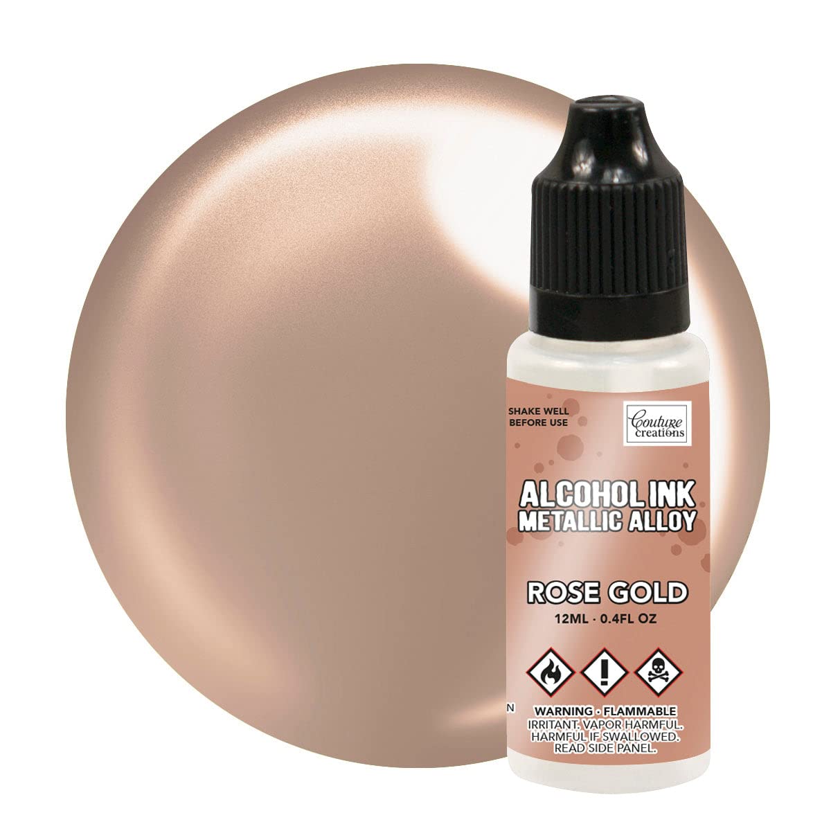 Premium Alcohol Ink Metallics 12ml Bottle - Vibrant Rose Gold for DIY Crafts, Resin Art, and Mixed Media Projects