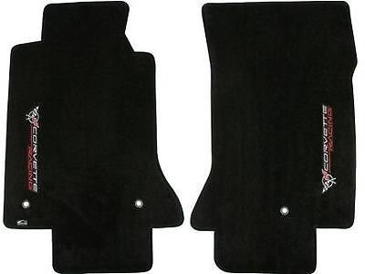 1997-2004 C5 Corvette Custom Loop Black Floor Mats with Crossed Flags & Racing Logos - Premium Car Accessories for Classic Corvette Enthusiasts - Perfect for Car Shows, Racing Events & Daily Driving