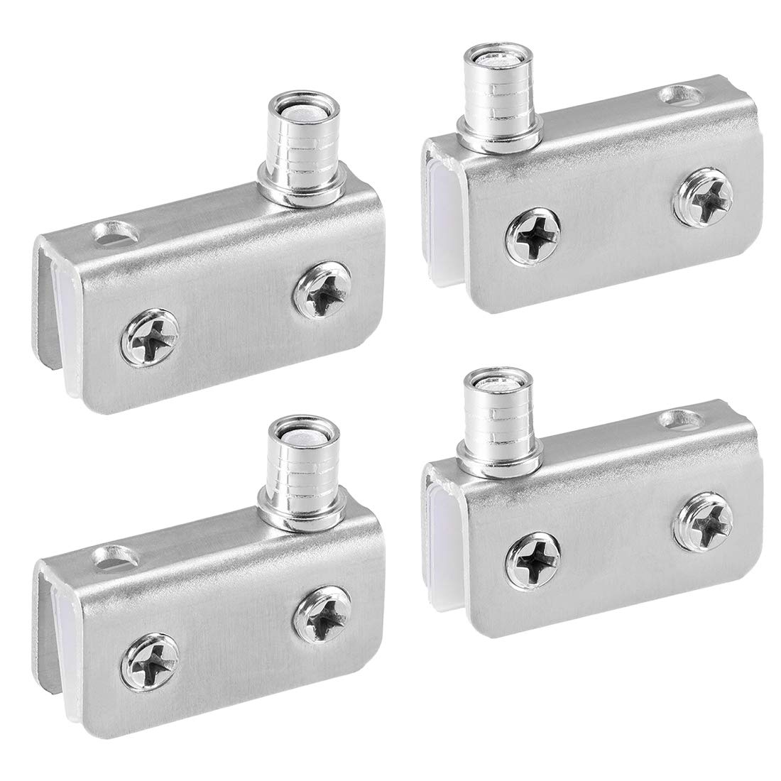 Stainless Steel Adjustable Glass Door Hinges Clamp - 2 Pair Cabinet Pivot Hinge for 5-8mm Thickness Glass - Perfect for Kitchen Cabinets, Bathroom Vanities & Glass Display Cases