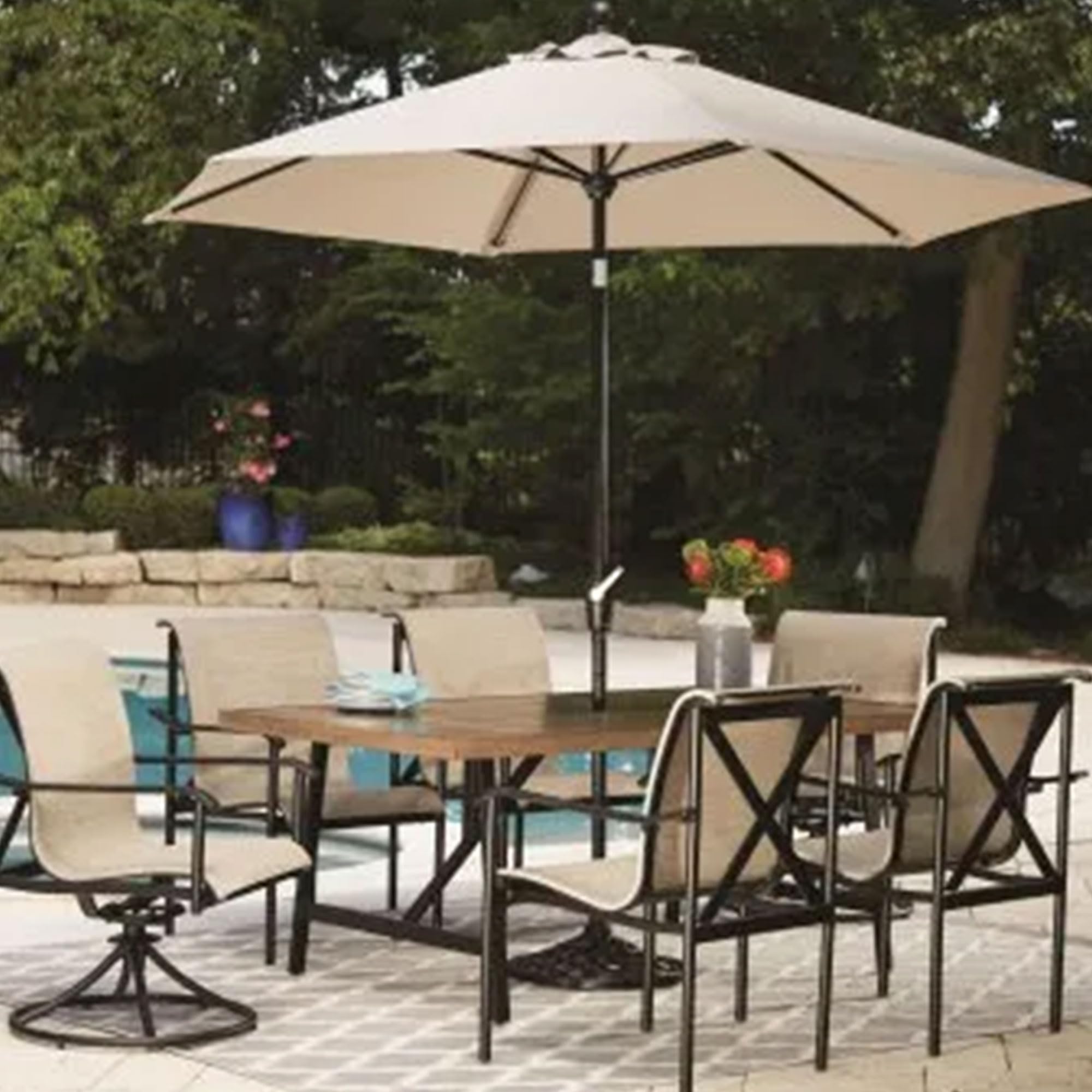 40 x 70 Inch Outdoor Dining Table - 2-Tone Aluminum Patio Table with Rust-Proof Frame (Black/Coffee) - Perfect for Backyard BBQs, Poolside Gatherings & Garden Parties