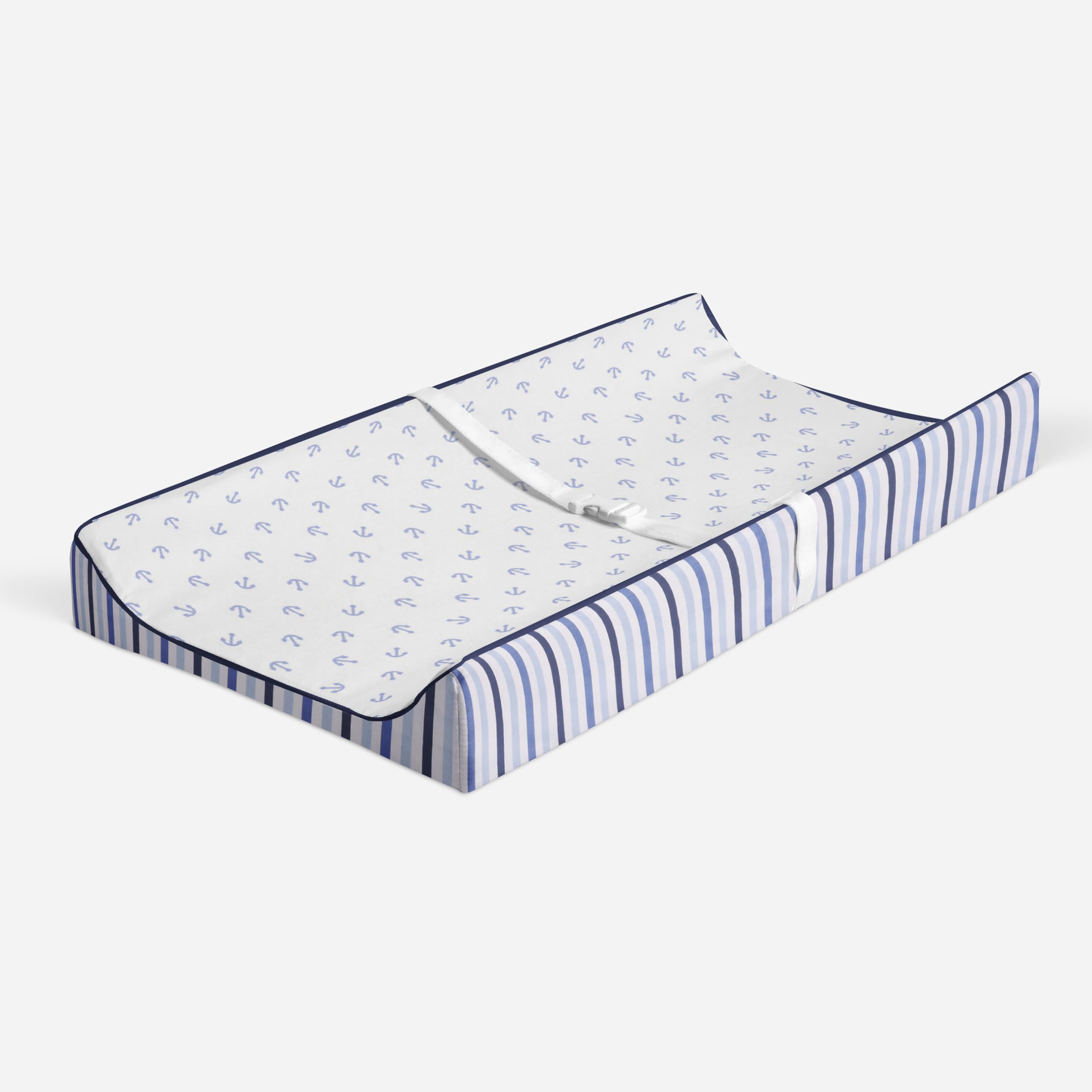 Bacati Little Sailor Blue Navy Boys Quilted Changing Pad Cover - Soft Waterproof Baby Changing Table Cover for Nursery & Travel