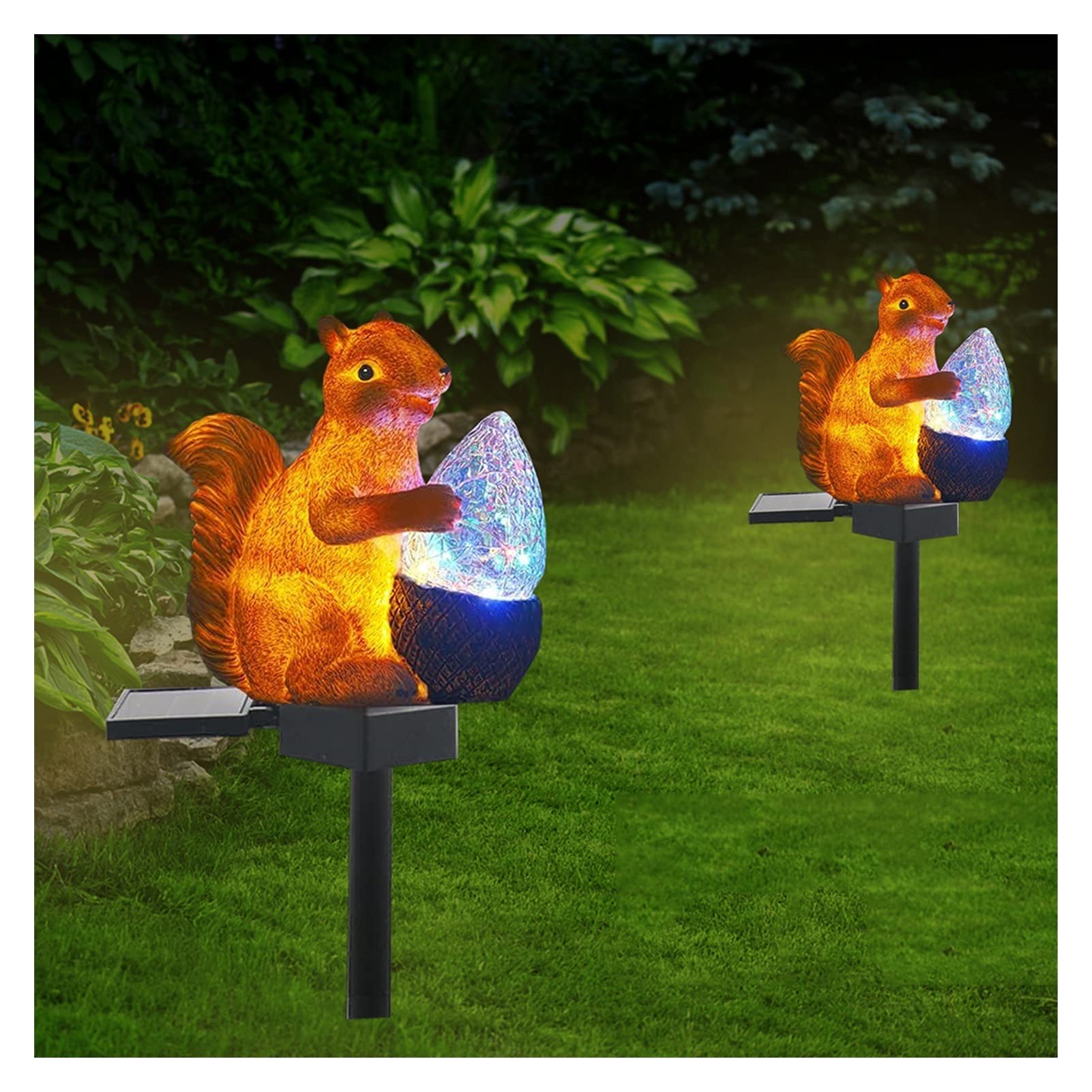 Solar Squirrel Stake Lights Outdoor - Waterproof Colorful LED Garden Decor for Yard, Patio, Lawn | Perfect for Pathway Lighting, Landscape Accents & Nighttime Garden Decoration
