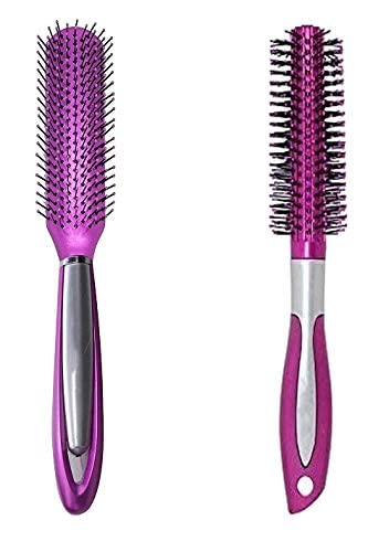 APOEM Professional Hair Brush Set - Flat & Round Styling Brush for Women, Men & Kids - Salon & Home Use - Detangling & Smoothing - Perfect for Daily Styling & Blowouts (Pink, M-25)