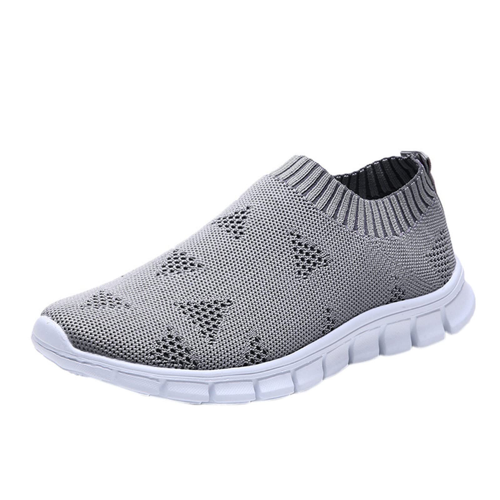 Women's Breathable Mesh Slip-On Sneakers - Lightweight Running Shoes for Outdoor Sports, Walking & Casual Wear - White Comfortable Athletic Shoes for Women