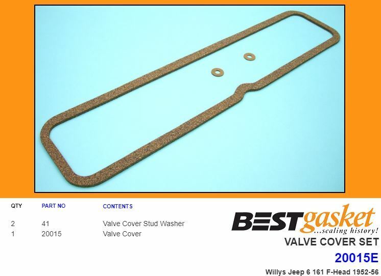 1952-1956 Willys Jeep 161 F-Head Engine Rocker Valve Cover Gasket Set - High Performance Replacement Part for Classic Jeep Restoration & Off-Road Adventures