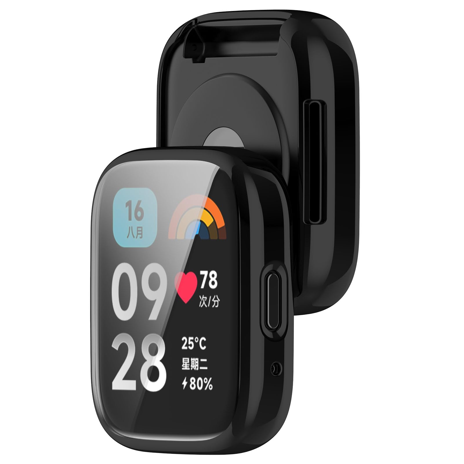 MOTONG Redmi Watch 3 Case - TPU Protective Cover for Watch 3/Lite/Active (Black) - Perfect for Sports & Daily Use