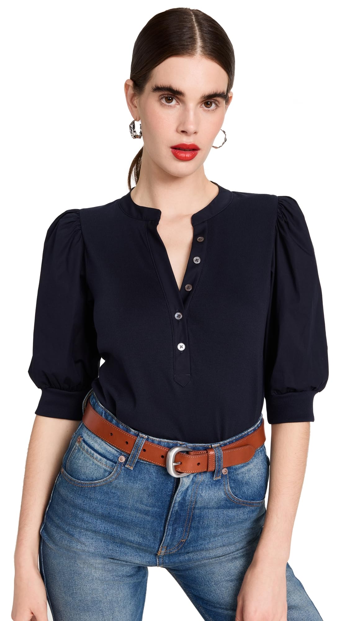Veronica Beard Women's Coralee Denim Top - Stylish Casual Blouse for Everyday Wear, Work & Outings