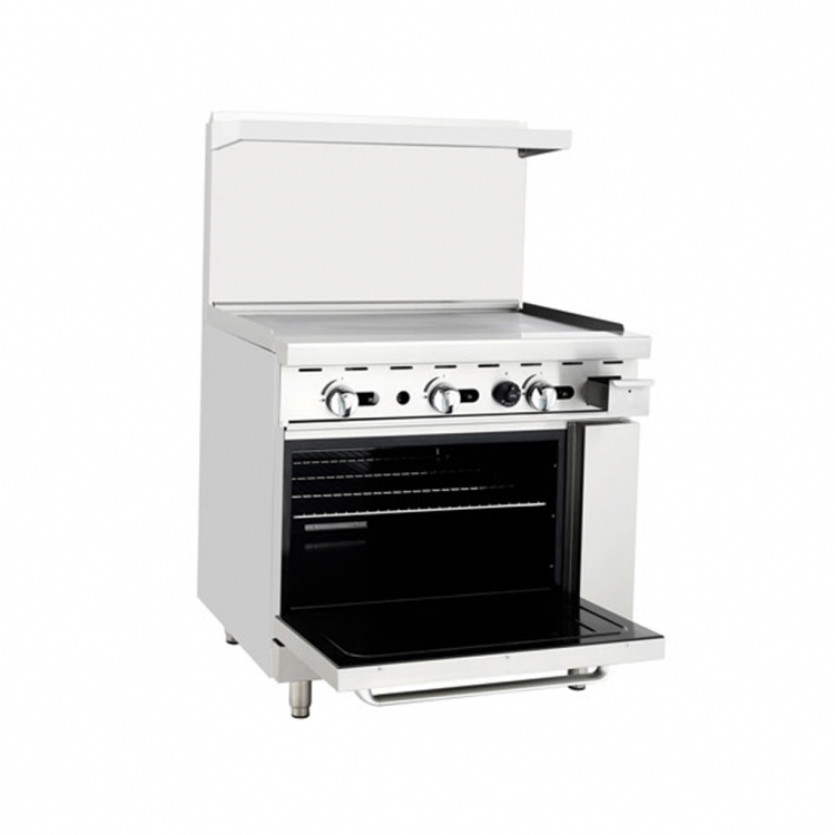 Atosa AGR 36G 36-Inch Commercial Gas Range with Griddle - Natural Gas (NG) - Ideal for Restaurants, Diners & Commercial Kitchens