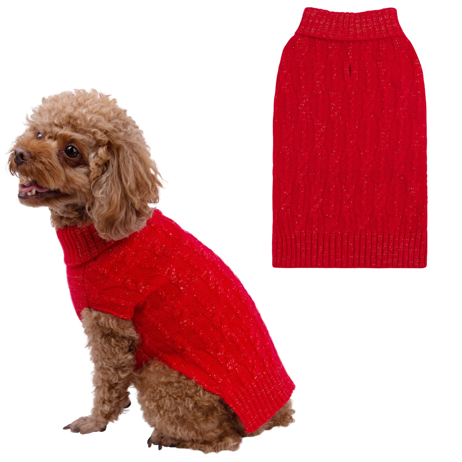 CuteBone Warm Turtleneck Dog Sweater for Small Dogs - Cozy Winter Pet Clothing with Leash Hole - Perfect for Cold Weather Walks & Indoor Comfort