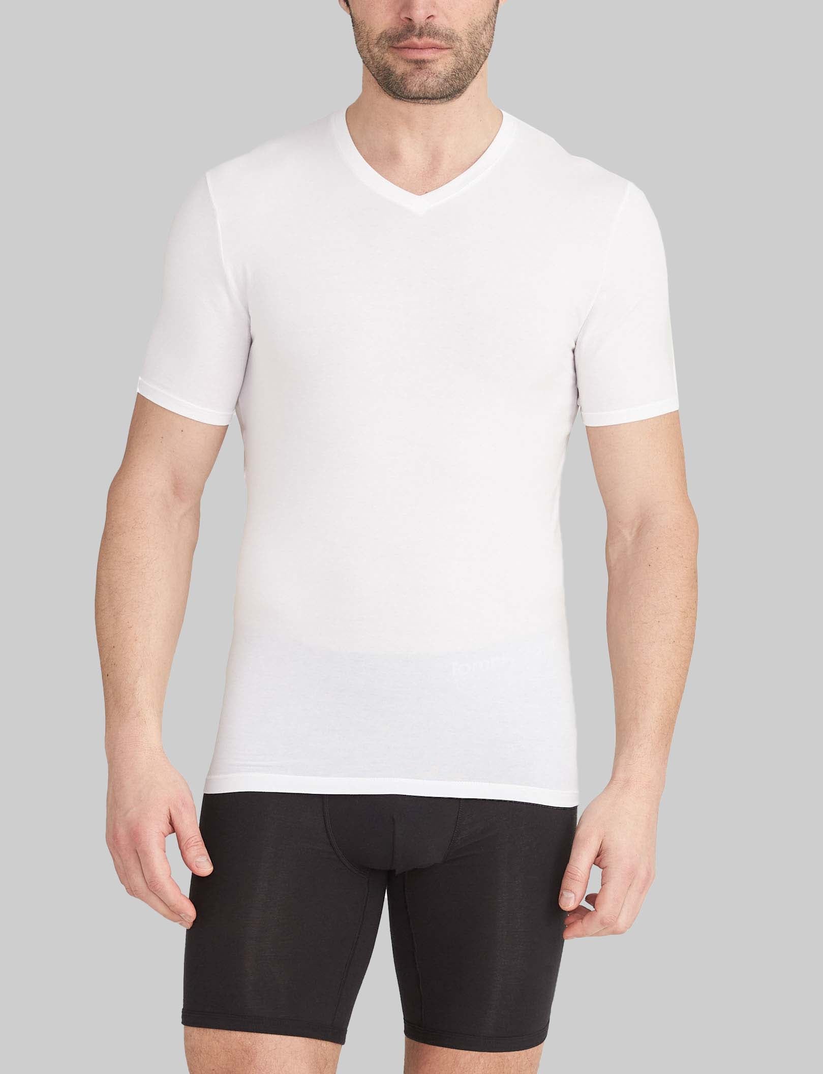 Cool Cotton High V Neck Stay Tucked Undershirt for Men - Breathable Comfort Fit Layering Tee for Work & Casual Wear