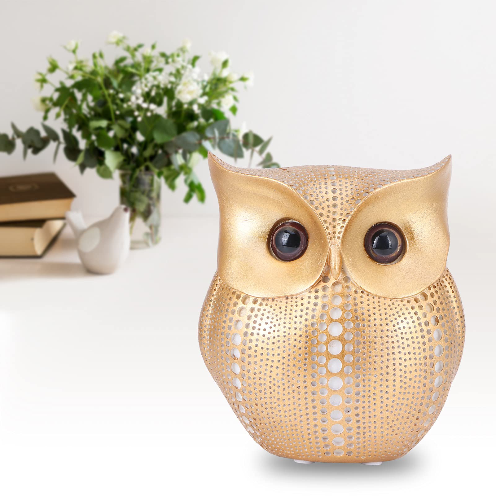 Wosune Owl Sculpture - Handcrafted Eco-Friendly Owl Statue for Home & Office Desk Decor, Unique Gift for Friends & Family | Perfect for Feng Shui, Bookshelf Display & Zen Decorations