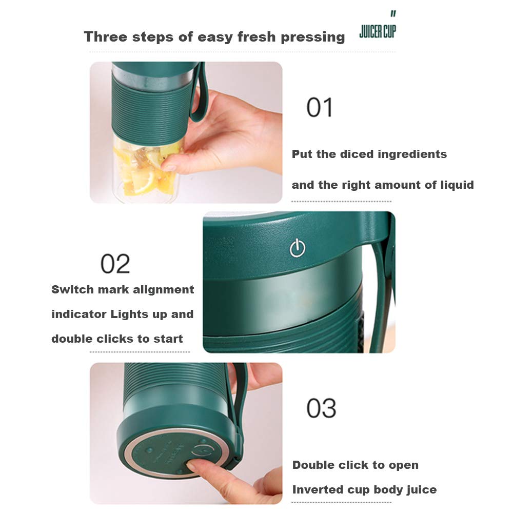 TOPCHANCES Portable Blender - Premium USB Rechargeable Mini Personal Blender for Smoothies, Juices & Shakes | Cordless Travel Blender for Home, Office, Gym & Outdoor Use | BPA-Free & Easy to Clean (Green)