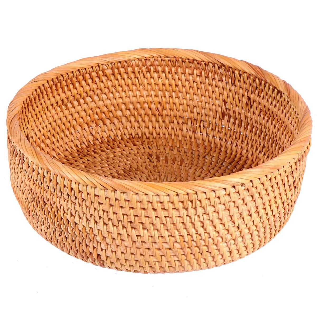 Natural Rattan Woven Round Tray Basket - Rustic Wooden Fruit & Vegetable Holder - Eco-Friendly Willow Proofing Basket for Kitchen, Dining Table, Picnic, and Home Decor