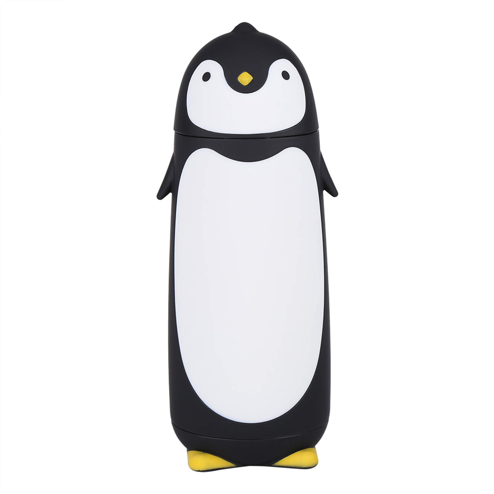 300ML Cute Penguin Double Layer Glass Water Bottle - Portable Travel Mug for Kids & Adults, Leak-Proof & Insulated (Black) - Perfect for School, Office, Gym & Outdoor Activities