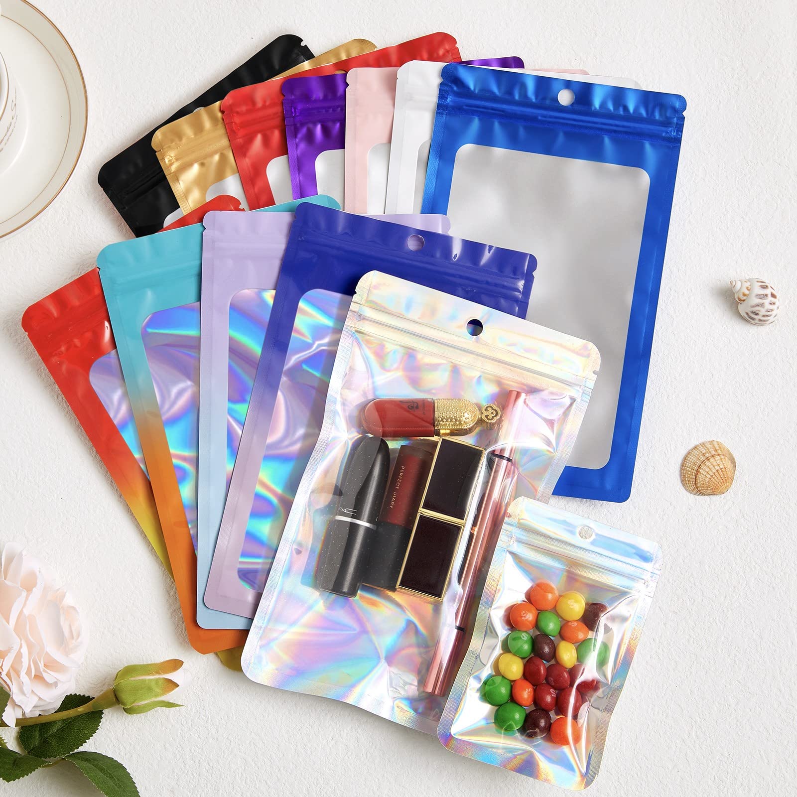 100-Pack Black Holographic Mylar Bags 2.36
